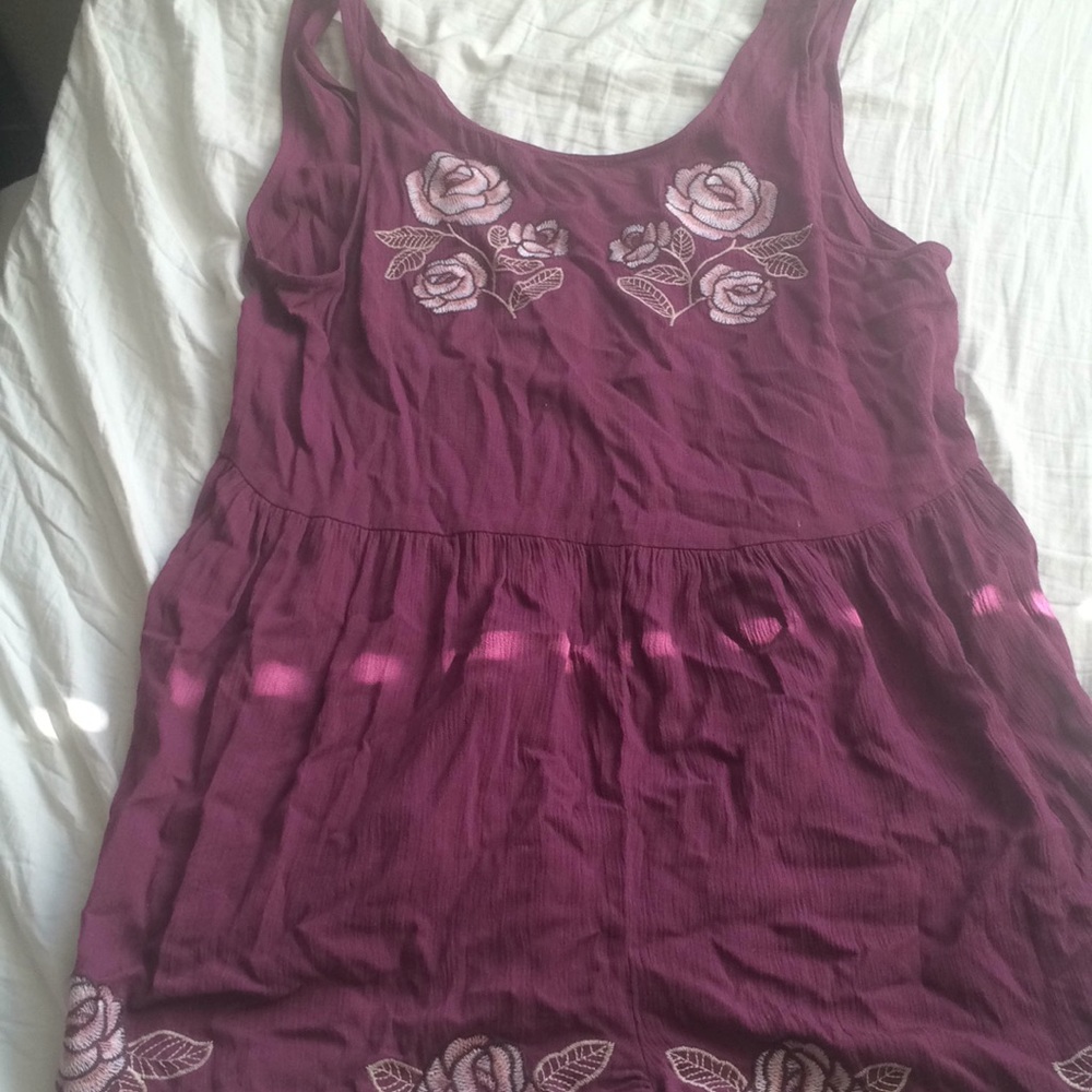 Embroidered Cross Back Flowy Romper